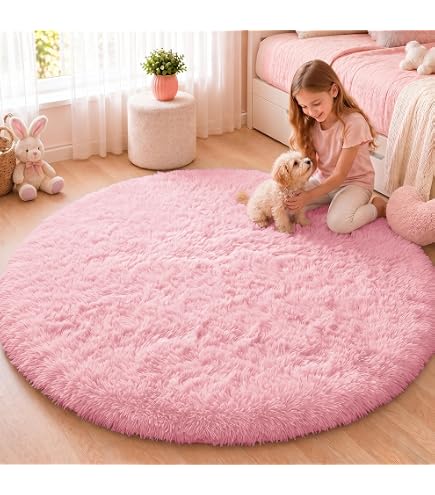Amazon.com: FJZFING Pink Round Rug Ultra-Soft Plush Modern 7x7